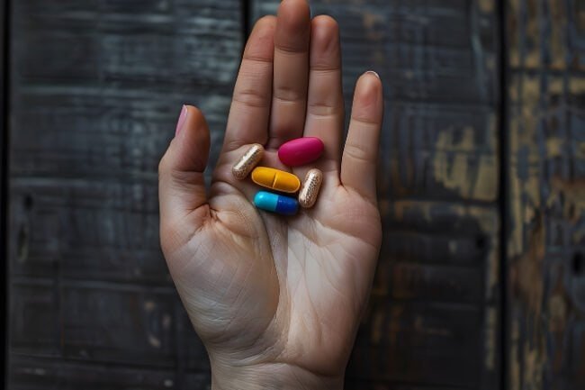 Mano sosteniendo varias pastillas, imagen relacionada con el consumo de sustancias en contextos de chemsex
